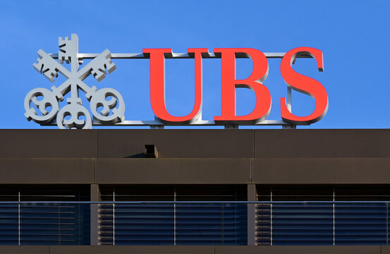 Geneva, Switzerland, Europe - 05.2026 : Icon of UBS Bank - 3 keys (confidence, security and discretion), World's largest private bank, largest amount of private wealth in the world, Bulge bracket