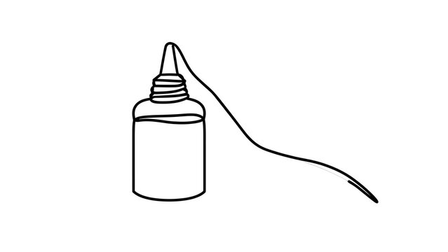 Glue bottle with dripping nozzle white background.