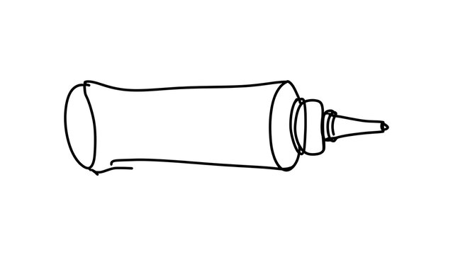 Hand drawn toothpaste tube illustration white background.