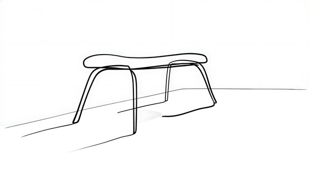 Minimalist bench sketch on white background.