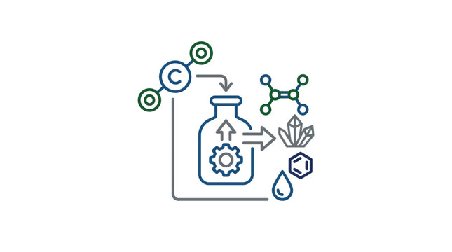 Carbon utilization and chemical transformation icon