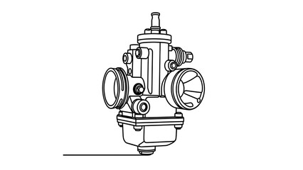 Naklejka premium Carburetor technical drawing white background.