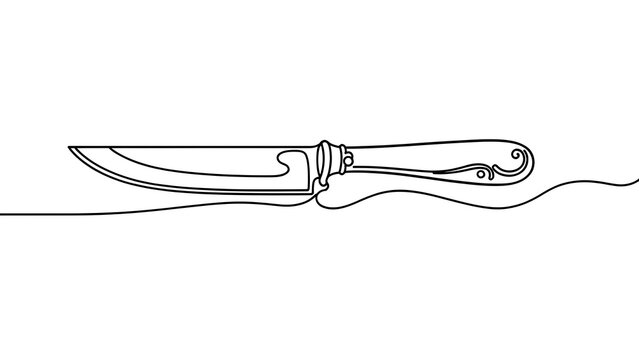 Single line drawing of knife on white background.