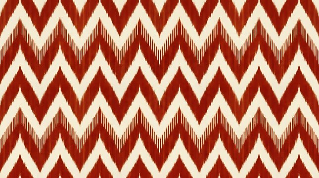 Traditional red and cream ikat chevron zigzag pattern