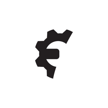 Industrial Wrench and Gear Mechanical Engineering Silhouette Logo Vector Icon