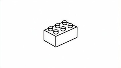 Obraz premium Simple black and white Lego brick illustration white background.