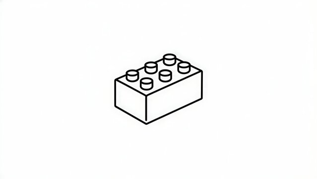 Simple black and white Lego brick illustration white background.