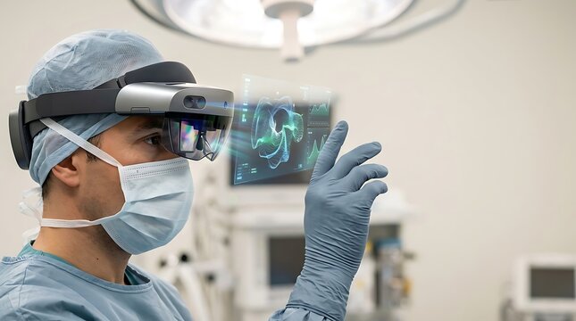 Surgeon using augmented reality headset for virtual medical planning