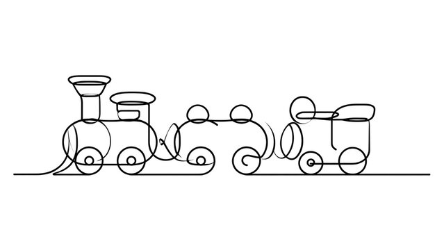 Minimalist train sketch on white background.