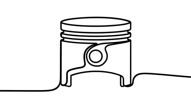 Minimalist piston line art white background.