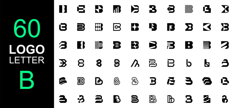 Set of letter B logo. Geometric abstract logos. Icon design