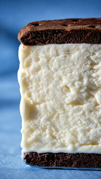 Macro Ice Cream Sandwich Cross Section with Melting Detail for Summer Food Art