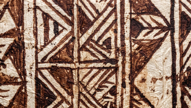 Traditional tribal bark cloth texture with geometric patterns