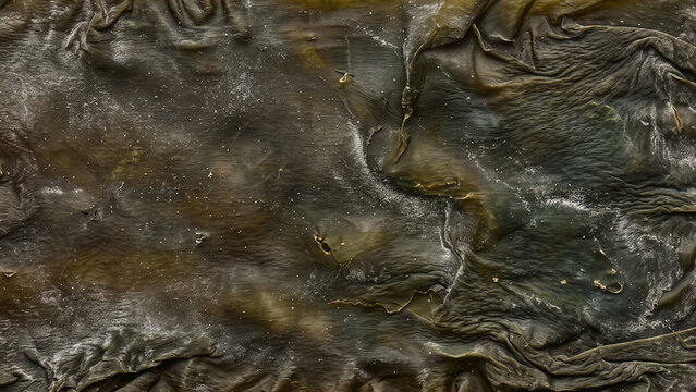 Dark brown dried kelp seaweed kombu texture background