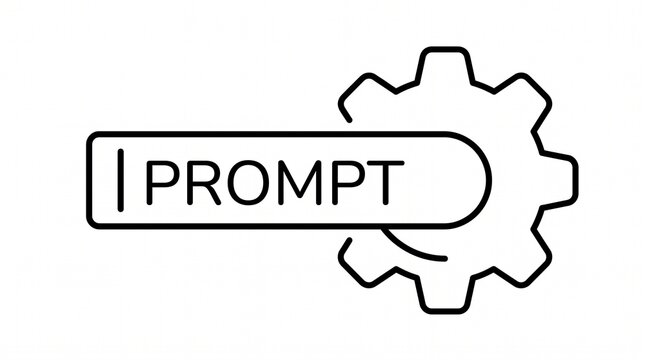 Artificial intelligence prompt bar linear icon, machine learning instruction concept graphic.