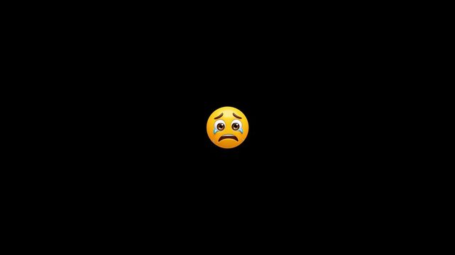 Three crying emojis displayed horizontally against a solid deep black background for digital expression with conveying sense deep sadness distinct yellow crying face emojis arranged video three