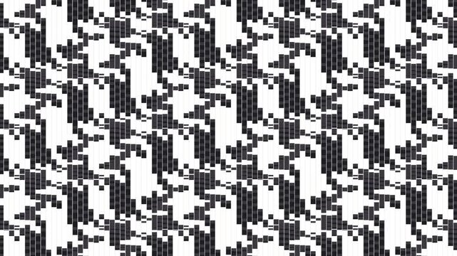 seamless loop of an undulating 3D houndstooth structure with shifting elevations, perfect for an elegant fashion presentation backdrop.
