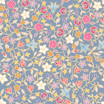 Traditional Batik Floral Background seamless