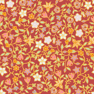 Traditional Batik Floral Background seamless