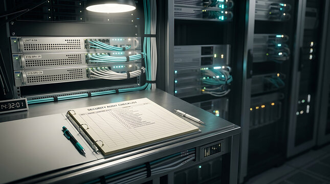 System logging checkbook ledger detailing blank table columns on server desk