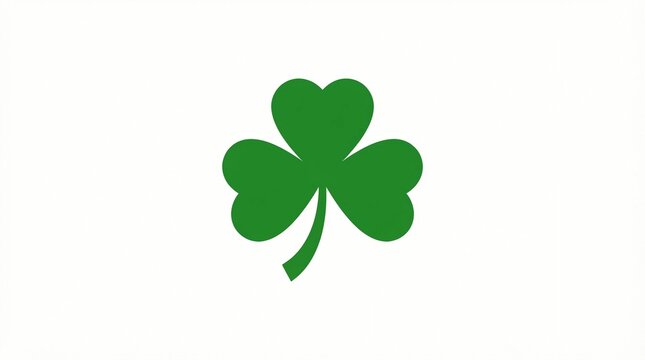 Vibrant green shamrock illustration featuring a simple three leaf clover design isolated on a clean white background perfect for saint patricks day celebrations and graphic projects