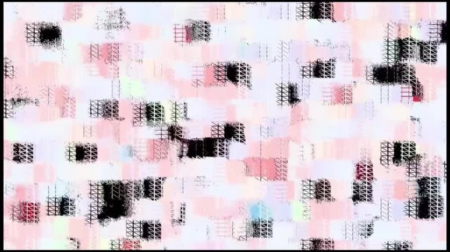 Abstract Geometric Pixel Mosaic Background with Glitch Patchwork Pattern Motion