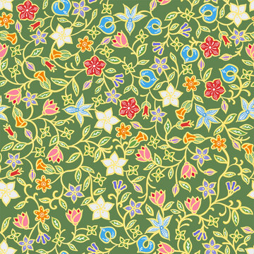 Traditional Batik Floral Background seamless