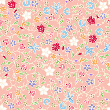 Traditional Batik Floral Background seamless