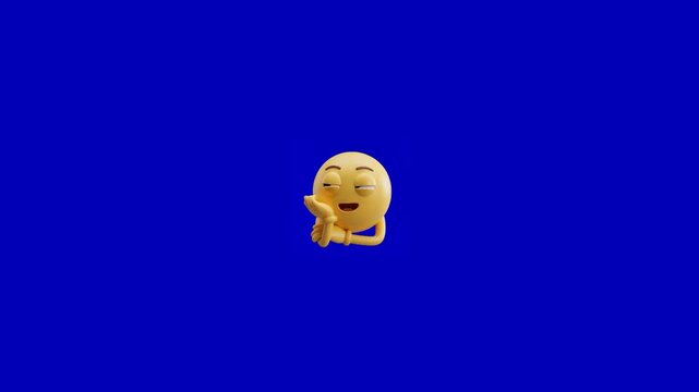 Three identical yellow thinking emoji characters arranged horizontally against a solid bright blue background with resting chins hands against vibrant blue backdrop characters thoughtful expressions