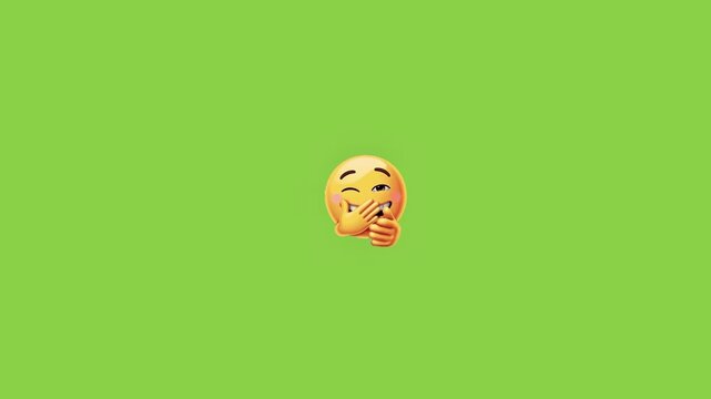 Three playful yellow emoticons displaying various expressions against a solid vibrant green background texture with emoticons positioned horizontally playful lighthearted mood video displays three