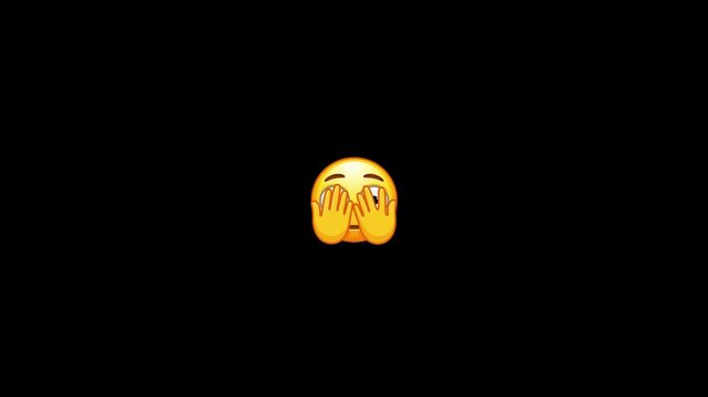 Three emoticons displaying shocked and embarrassed facial expressions isolated on a solid black background with displays horizontal arrangement various expressions surprise distinct yellow emoticons