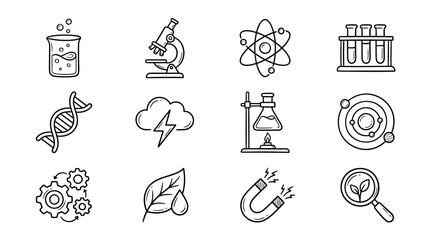 Fototapeta premium Science icons with laboratory equipment.