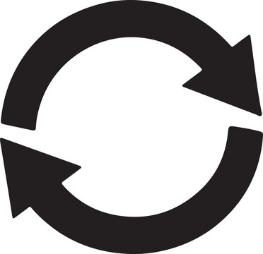 Minimalist refresh cycle icon with circular arrows, modern reload symbol isolated on white background EPS.
