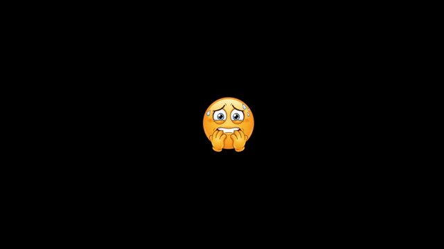 Anxious smiley faces showing nervous expressions against a solid black background in a horizontal row with expressions anxiety nervousness nervousness lined horizontally displays three cartoon fear