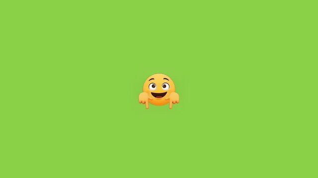 Three yellow emojis pointing downwards against a solid vibrant green background for social media content with emojis arranged horizontally displays three distinct each pointing fingers interaction