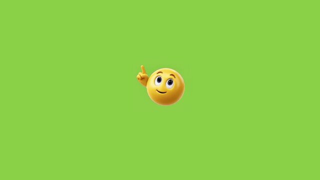 Three identical yellow smiley faces pointing upwards against a solid vibrant green background surface with fingers positioned evenly characters raised index video displays three communication icon