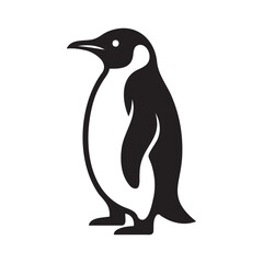 Obraz premium Minimalist black and white vector illustration of a cute standing penguin for modern graphic design projects