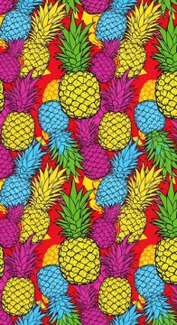 Vibrant Tropical Burst: A Psychedelic Pineapple Explosion
