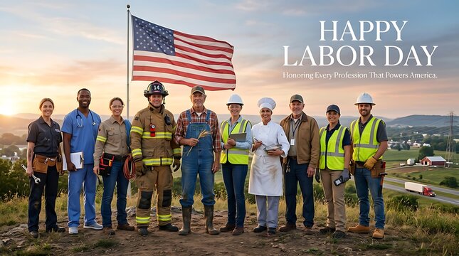 Happy Labor Day Tribute Featuring Diverse American Workers