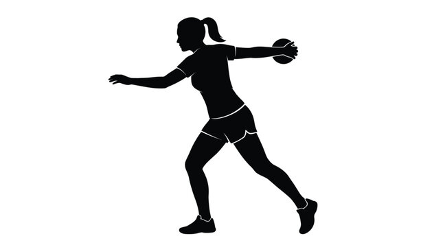 Adobe IllustratoFemale athlete preparing to throw a heavy discus during a professional track and field competition eventr Artwork
