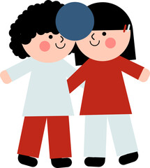 Fototapeta premium Indonesian Independence Day Kids Celebration Illustration Set