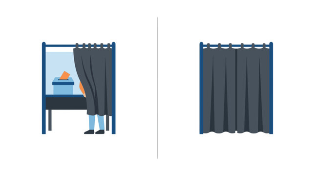 Flat vector illustration of private voting booths for election day