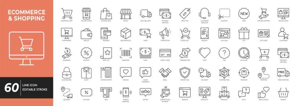Ecommerce & Shopping icon set. Vector illustration