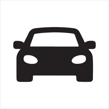 Minimalist black car vector illustration featuring a simple front view design on a clean background