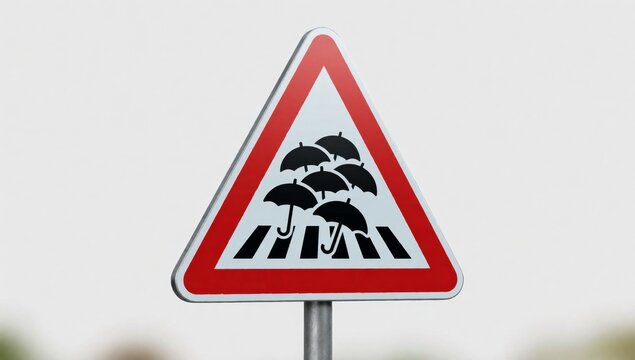 Triangular road sign red triangle center divided sections top section bottom white inside there black illustra