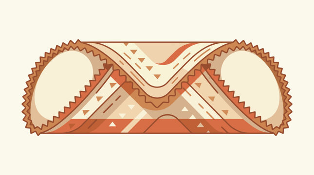 Stylized Italian cannoli pastry illustration with ricotta filling and geometric patterns for food menu design