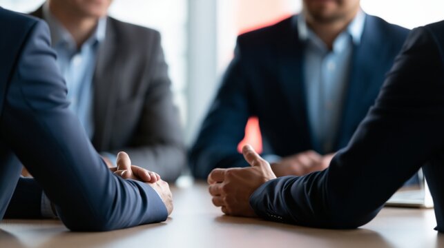 Businessman meeting with a financial advisor in an office setting, seated face to face with no visible faces, professional consultation concept.