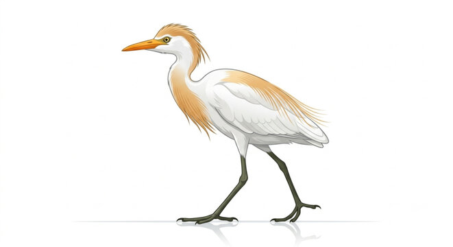 cattle egret illustration on white background