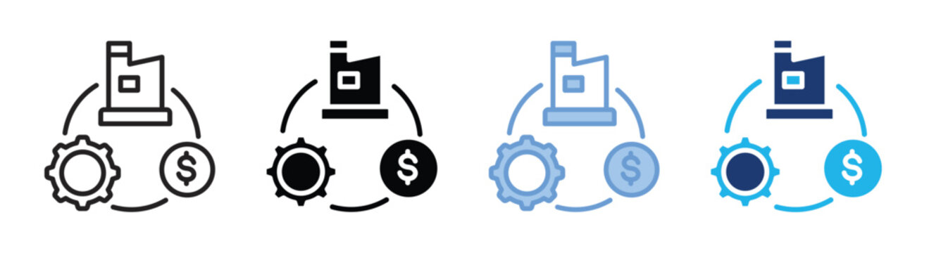 Production icon set multiple style collection
