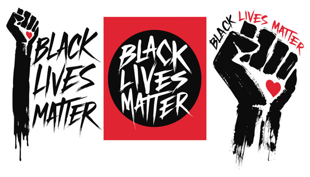 Black Lives Matter BLM Fist Icon and Typography Logo Design